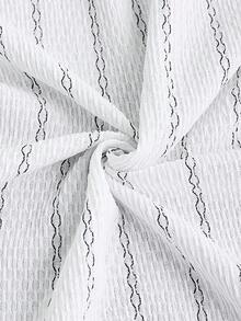 Core Aspect 男士白色提花条纹休闲黑色短袖衬衫和短裤套装 - 白色 - 查看 5