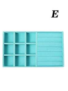 Velvet Jewelry Tray, Large Capacity Jewelry Organizer With Separate Compartments, Stackable Jewelry Display Stand For Earrings, Necklaces, Bracelets, Rings, Hair Clips, Hairbands, Etc. - Blue - View 6