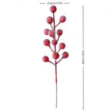 1/3 cành quả mọng đỏ mùa đông có hiệu ứng tuyết - Thích hợp cho vòng hoa Giáng sinh, trang trí bánh kem và trang trí tiệc tại nhà. - Đỏ - Xem 3
