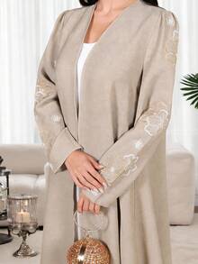 Yasmyna New Embroidered Comfortable Loose Casual Cardigan Robe, Suitable For Vacation And Daily Wear - Camel - View 2