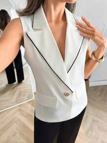 EURMUSE Women Pearl Detailed Lightweight Blazer Jackets - White - View 1