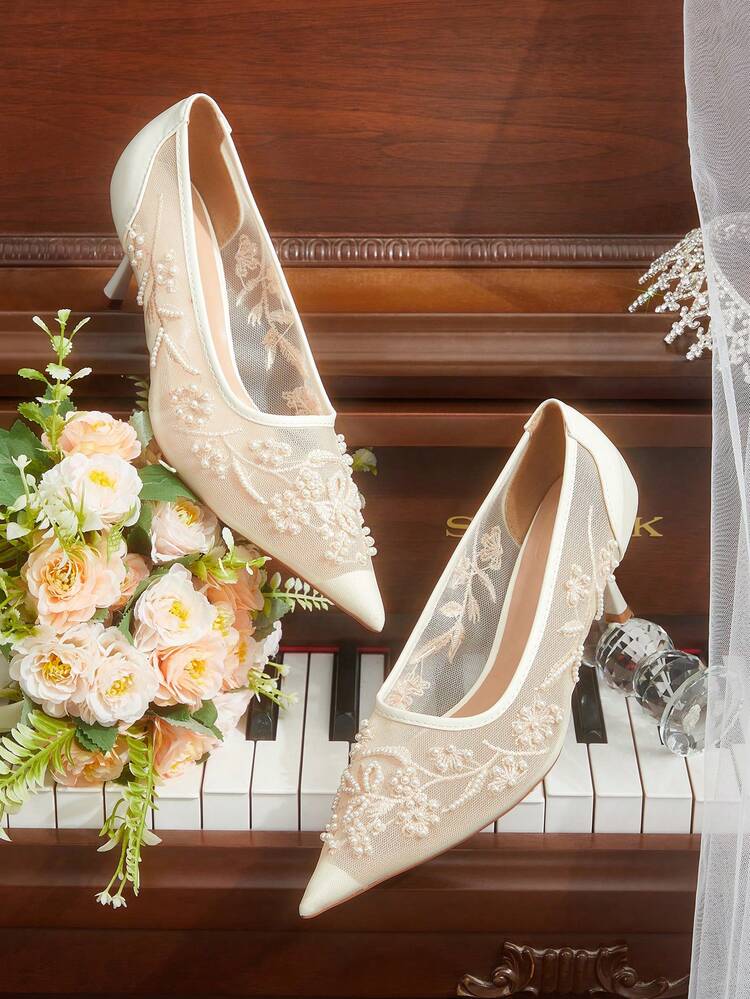 CUCCOO HITCHD Women's Mid Heel Pointed Toe Pumps, Party Shoes Valentine's Day Elegant Shoes