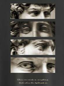 Manfinity EMRG 男士加大码大卫图案印花圆领宽松休闲短袖T恤 - 深灰色 - 查看 4