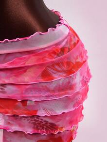 Swim SXY 女士印花三件套比基尼，荷叶边装饰，优雅性感，适合海滩派对和假期穿着 - 彩色 - 查看 8