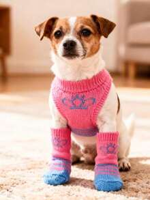 PETSIN Anti Slip Skid Bottom Lovely Puppy Dogs Pet Knits Socks Cute Pet Fashion Pets Dogs Socks For Cats Dog Toy Supplies - Multicolor - View 8