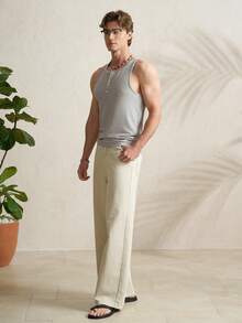 Airaco Top sin mangas de cuello redondo de unicolor minimalista, top ajustado versátil y casual con diseño de botones, para verano - Gris - Ver 7