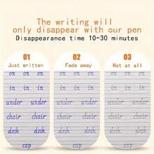 1Set English Italic 3D Groove Practice Calligraphy Copybook Handwriting Exercise Alphabet Words, Students' Favorite School Season, Halloween, Christmas Gifts,Reusable, Office, School, Drawing, Student, Markers, Stationery, Boys, Girls, School Supplies,School Supplies,Back To School - Multicolor - View 4