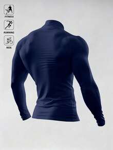 Manfinity EMRG Men's Spider Print Raglan Long Sleeve Casual Fitness Workout T-Shirt Gym Tops Men Rash Guard Men Mens Compression Tops Gym Tops Long Sleeve Turtle Neck Compression Shirt - Royal Blue - View 2