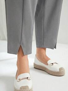 EMERY ROSE Quần ống côn màu trơn, dáng rộng, đa năng, phù hợp cho việc đi làm, cỡ lớn. - Xám - Xem 5