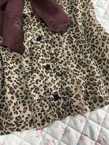Glimmora Leopard Print Tie Front Puff Sleeve Shirt - Multicolor - View 4