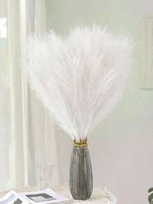10支/20支装 - 人造芦苇，高55厘米/21.65英寸，仿真蒲苇草，仿羽毛枝，适用于落地花瓶填充、家居厨房波西米亚风装饰、房间装饰、婚礼派对装饰、情人节装饰、情人节礼物、生日毕业礼物、秋季装饰、秋季、仿真植物 - 純白色 - 查看 2