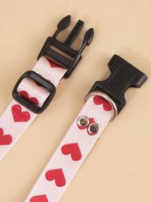 PETSIN 1件情人节宠物可爱心形印花宠物项圈吊坠，适合小型猫狗牵引绳 - 紅色 - 查看 3