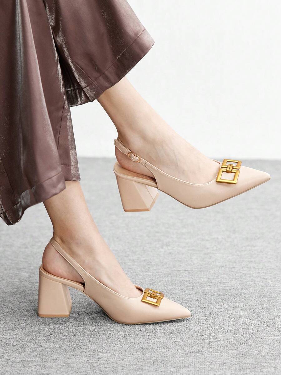 CUCCOO BIZCHIC Sepatu Hak Tebal Klasik Wanita Warna Burgundy, Serbaguna untuk Beraktivitas, Kencan, Pesta, Liburan, Pernikahan, Natal, Hari Valentine, dan Musim Semi. - Teh susu aprikot - View 1