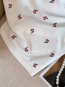 GlowEve Cherry Print Asymmetric Hem Casual T-Shirt, Summer - Multicolor - View 3