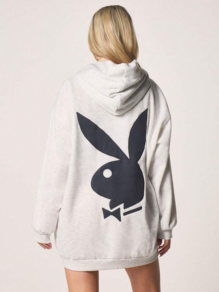 Missguided x Playboy Robe-sweat oversize avec imprimé logo devant et design graphique de lapin au dos, manches longues