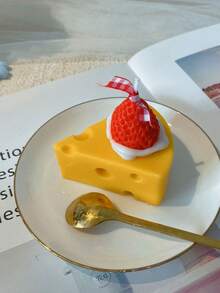 1pc Scented Candles, Birthday Cheesecake, Strawberry Cake, Gift Box, Niche Holiday Gift For Women'S Day Peach Flavor, English Pear And Freesia Flavor - Multicolor - View 5