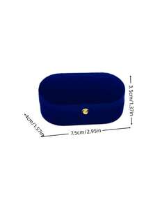 1PC Velvet Oval Ring Bearer Box, Ring Box Display Holder Case For Wedding/Proposal/Engagement/Ceremony, Wider Slot For Single Or Double Rings, Earrings, Jewelry Gift Storage Organizer (Blue) Valentine's Day - Blue - View 4