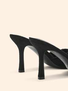 CUCCOO BASICS 8.8厘米高跟黑色PU皮革复古风凉鞋，配金色搭扣装饰 - 黑色飛織 - 查看 5