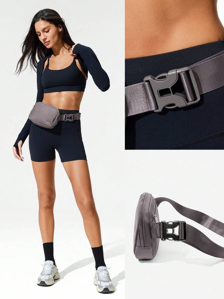 1L Bolso de cintura con cremallera resistente al agua, bolso bandolera con correa ajustable para otoño e invierno