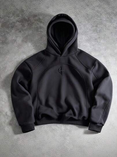 PAVTROS 男士休闲双帽拼接连帽衫，街头风，宽松版型，印花图案，情侣装，朋友装，表达爱意，街头风格，情侣款，结构设计，刺绣图案，双层帽子