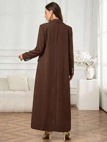 Al Najma Elegant Commuter 3D Floral Decor Blazer Style Robe - Brown - View 6