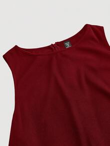 SHEIN MOD Bộ áo liền quần hai dây màu đen kiểu vintage thập niên 70 dành cho nữ cỡ lớn, kèm thắt lưng đi kèm - Hoàn hảo cho phong cách quý tộc cổ điển, trang phục đi làm, phong cách sinh viên, trang phục thường ngày, trang phục miền Tây, trang phục công sở và trang phục sân bay. - Màu Đỏ Sâu - Xem 3