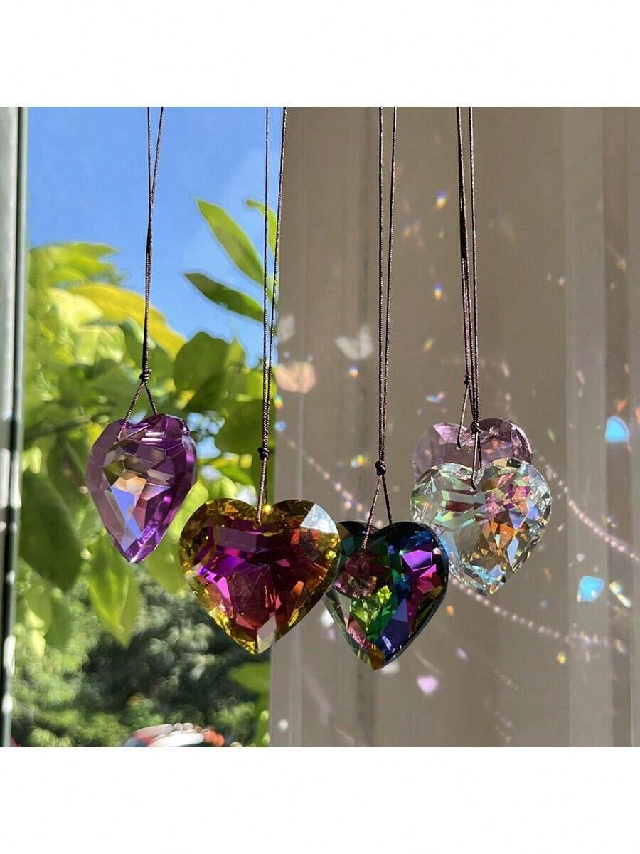 1 peça de cristal em formato de coração, enfeite para pendurar que cria um arco-íris para janelas, varandas, cozinhas e jardins. Ideal para decoração de Dia das Mães, casa, quarto e parede. Ótima opção de presente para aniversários e formaturas. - multicolorido - Ver 1