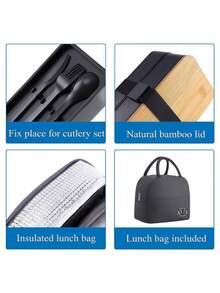 Japanese-Style Double-Layer Insulated Lunch Box Set - Compartmentalized Large Capacity Microwave- Plastic Food Storage Containers - Multicolor - View 3