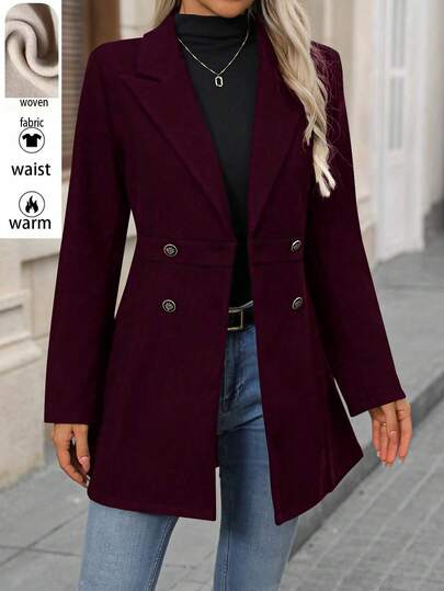 EMERY ROSE Chaqueta casual sencilla de mujer de unicolor con botones al frente, manga larga y cuello plano