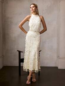 MOTF Soiréza VESTIDO DE CÓCTEL DE FIESTA CON APLIQUES Y BAJO DE COLA DE SIRENA PARA MUJER, PRIMAVERA/VERANO - Champán - Ver 7