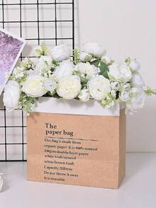 6/10支人造牡丹绒花，仿真牡丹花束，花卉装饰，适合乡村风格家居装饰、波西米亚婚礼餐桌中心装饰，塑料仿真花散装套装，可用于花瓶装饰 - 白色 - 查看 3