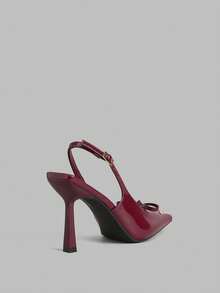 Ontre Tacones altos de punta cuadrada, sexy y de moda para mujer - Burdeos - Ver 4