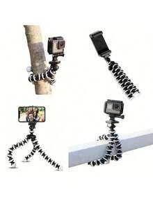 1pc Octopus Shaped Flexible Tripod Phone Holder Suitable For Taking Photos - Black - View 1