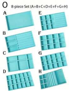 Velvet Jewelry Tray, Large Capacity Jewelry Organizer With Separate Compartments, Stackable Jewelry Display Stand For Earrings, Necklaces, Bracelets, Rings, Hair Clips, Hairbands, Etc. - Blue - View 16