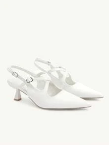 CUCCOO CHICEST Women's Pointed Toe Buckle Design Everyday Versatile Fashion High Heels - White - View 2
