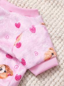 PETSIN 1 Printed Teddy Bear Love Flannel Sweatshirt, Pet Autumn And Winter Thick And Warm Pink Version - Pink - View 9