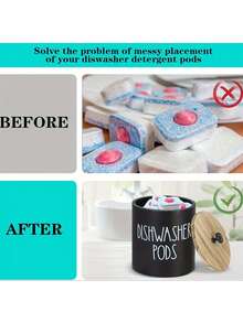 1 Circular Dishwasher Washing Block Storage Box, Dishwasher Washing Block Storage Container, Kitchen Decoration And Accessories, Covered Wooden Laundry Bead Storage Box, Kitchen Laundry Bead Storage Box, Bathroom Accessories, Stationery, Organizing Box, Drawer Organizing Box, Storage Box, Basket - Multicolor - View 9