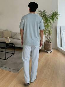 DAZY Conjunto de pijama de camiseta de manga corta y pantalones para hombre, de verano - Multicolor - Ver 2