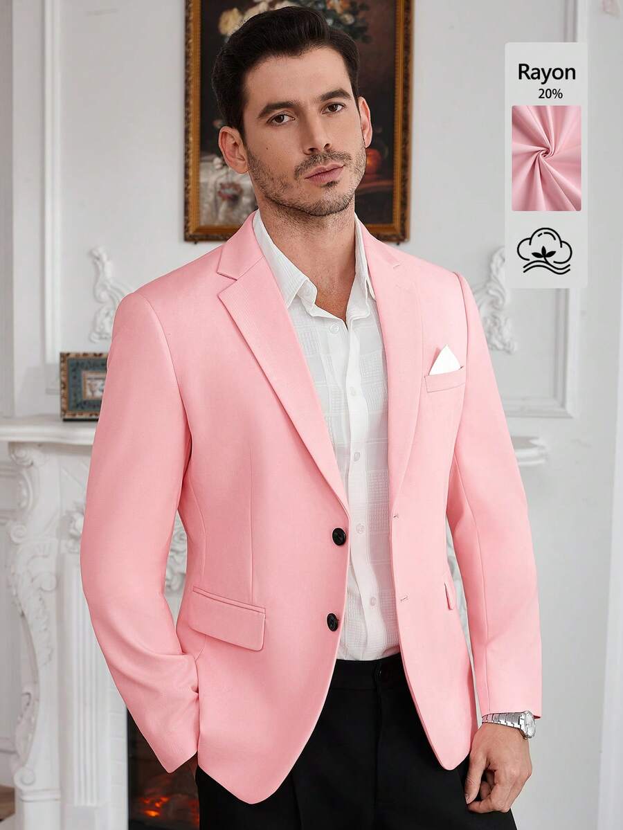 Core Aspect Men's Business/Commute/Party Pink Suit Jacket,Pink Casual Suit Jacket For Men, Spring And Summer Business Casual Single-Piece Jacket For Men, Pink Suit Jacket For Business Casual, Party Commuting, Multi-Scenario Single-Piece Jacket,Wedding Season Valentine's Day Important Formal Occasion Suit Jackets Pink Formal For Men - Pink - View 1