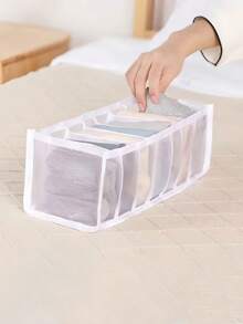 White Mesh Underwear Organizer Drawer Divider Multifunctional Closet Storage Box See Through Design Foldable Space Saving Solution - White - View 7