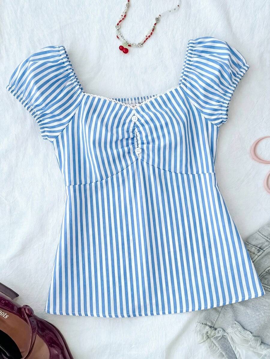 SHEIN 少女休闲简约舒适格子露背吊带衬衫 - 彩色 - 查看 1