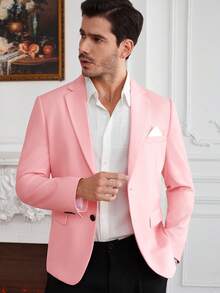 Core Aspect Men's Business/Commute/Party Pink Suit Jacket,Pink Casual Suit Jacket For Men, Spring And Summer Business Casual Single-Piece Jacket For Men, Pink Suit Jacket For Business Casual, Party Commuting, Multi-Scenario Single-Piece Jacket,Wedding Season Valentine's Day Important Formal Occasion Suit Jackets Pink Formal For Men - Pink - View 6