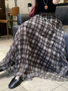 DAZY Chân váy nữ kiểu dáng thường ngày, chất liệu có họa tiết, thích hợp cho mùa xuân/hè. - màu nâu - Xem 3