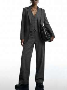 LYSMO Bộ đồ nữ 2 mảnh, màu trơn tối giản, thích hợp mặc hàng ngày vào mùa thu/đông. - màu đen - Xem 4