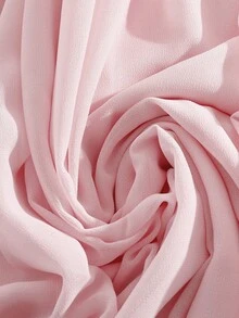 GlowEve Light Pink Collared Waist-Cinched Pleated Hem Long Sleeve Chiffon Dress - Baby Pink - View 5