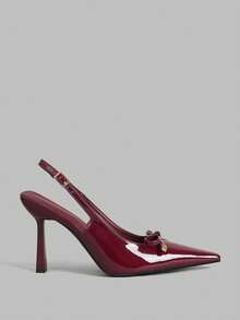 Ontre Tacones altos de punta cuadrada, sexy y de moda para mujer - Burdeos - Ver 1