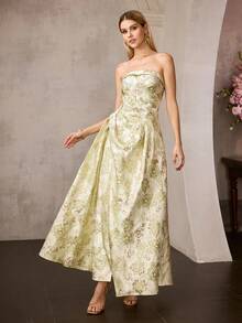 MOTF Soiréza WOMEN'S JACQUARD BANDEAU LONG DRESS - Multicolor - View 5