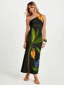 CAJUNI Đầm dài dệt kim TROPICACAU_KNITLONGDRESS - May bằng vải dệt kim - màu đen - Xem 10