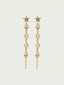 Glisma Bông tai tua rua hình ngôi sao mạ vàng 18K thích hợp để đeo hàng ngày, mùa hè, đi biển, lễ hội, tiệc tùng, dạ hội, trang sức phương Tây, phong cách cổ điển, đính đá quý, dành cho mẹ/phụ nữ/bé gái/người mẹ, cao cấp (màu hạt được phối ngẫu nhiên). - Trong sáng - Xem 1