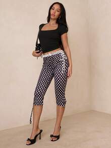 Glamine Women's Elegant Sexy Polka Dot Skinny Capri Pants Crop Pants Polka Dot Pants Women's Pants For Summer Cute Pants Women's Capris - Multicolor - View 4